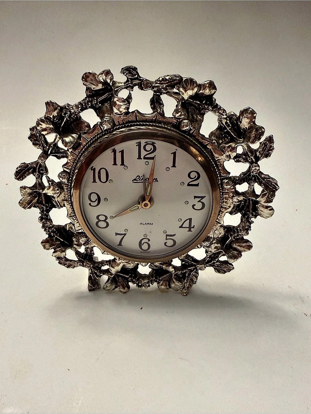 Ornate Mantel Clock in Gold & Brown